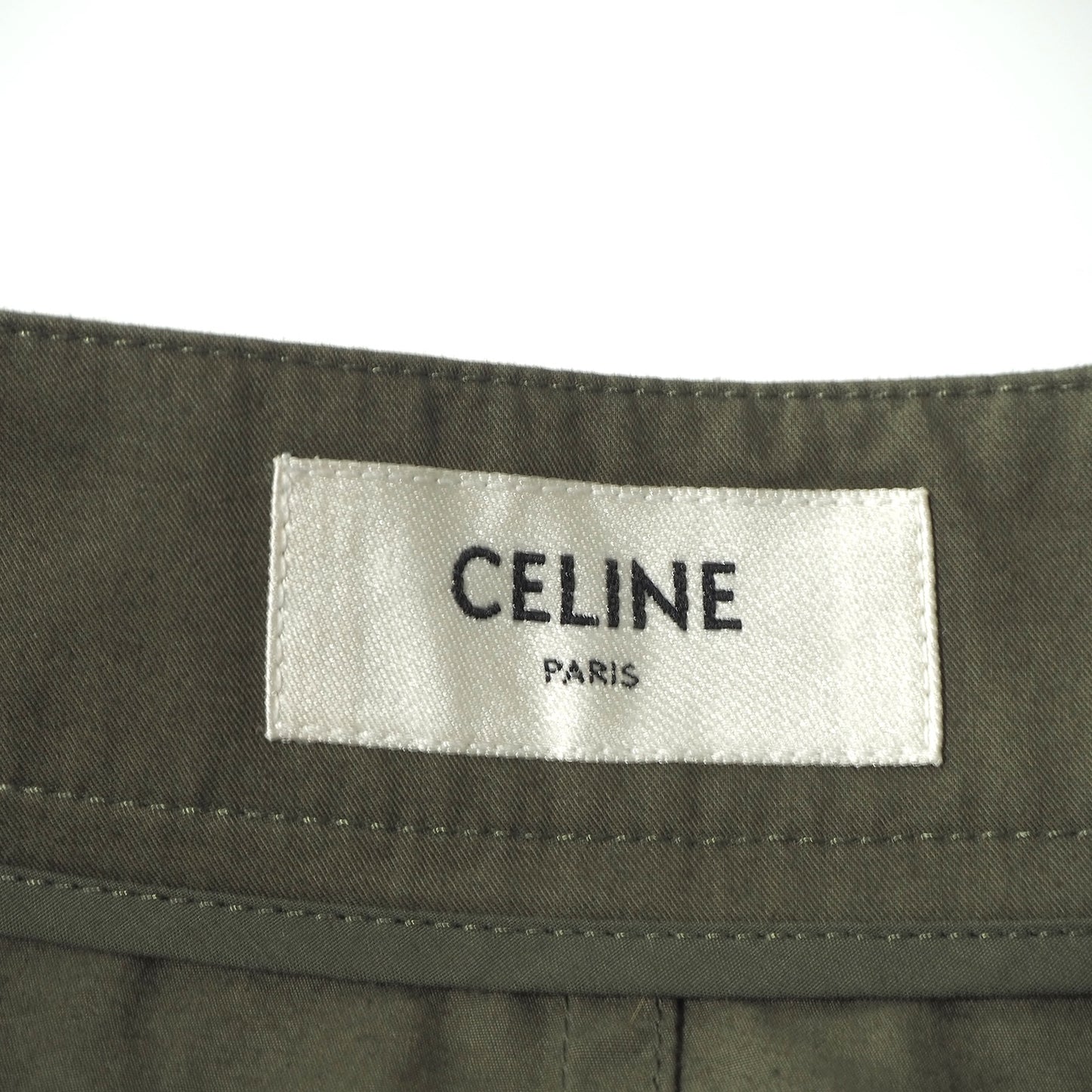 美品 セリーヌ CELINE コットン トリオンフボタン スカート 36 カーキ レディース 正規品 6-OD035
