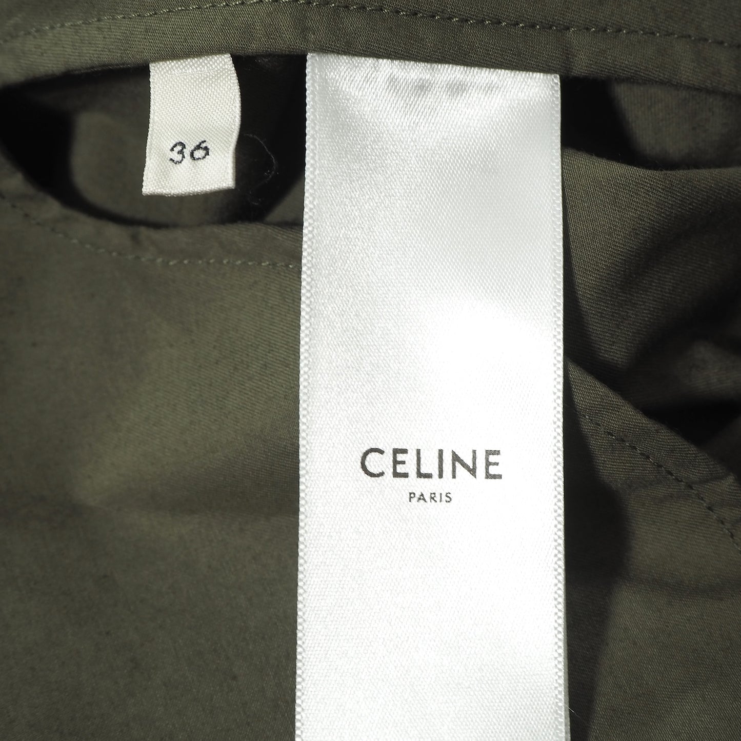 美品 セリーヌ CELINE コットン トリオンフボタン スカート 36 カーキ レディース 正規品 6-OD035