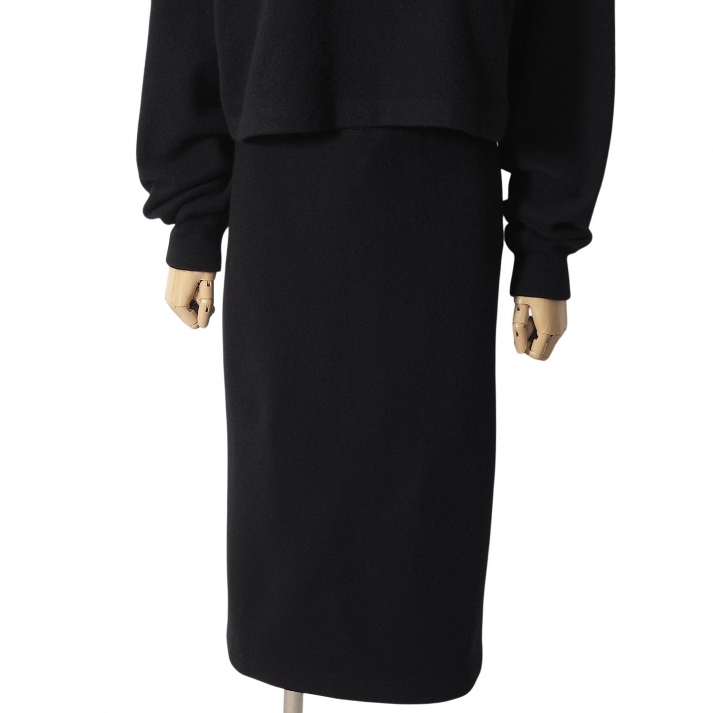 プラダ PRADA 21年製 トライアングルロゴ ウール カシミヤ セットアップ フーディ スカート 36/XS ブラック レディース 正規品 6-OD037