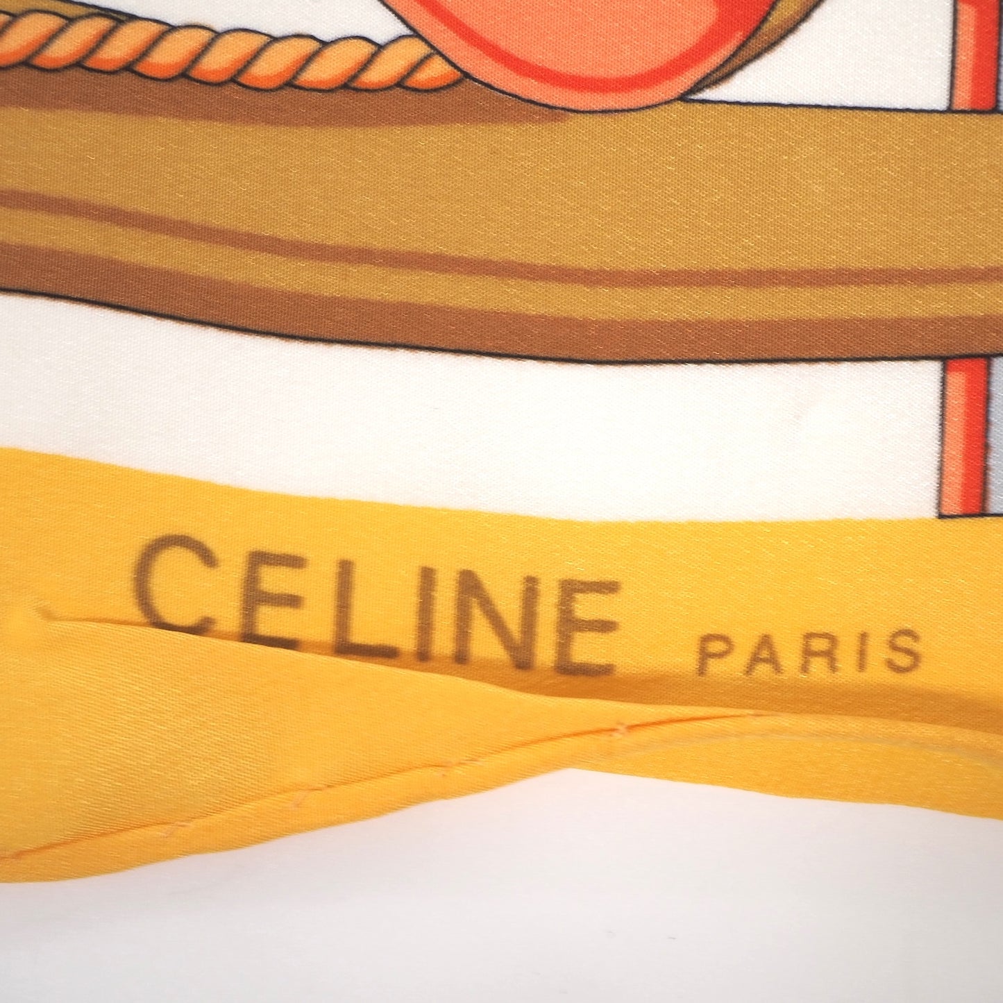 美品 セリーヌ CELINE ピュアシルク スカーフ オレンジ系 レディース 正規品 6-OD040