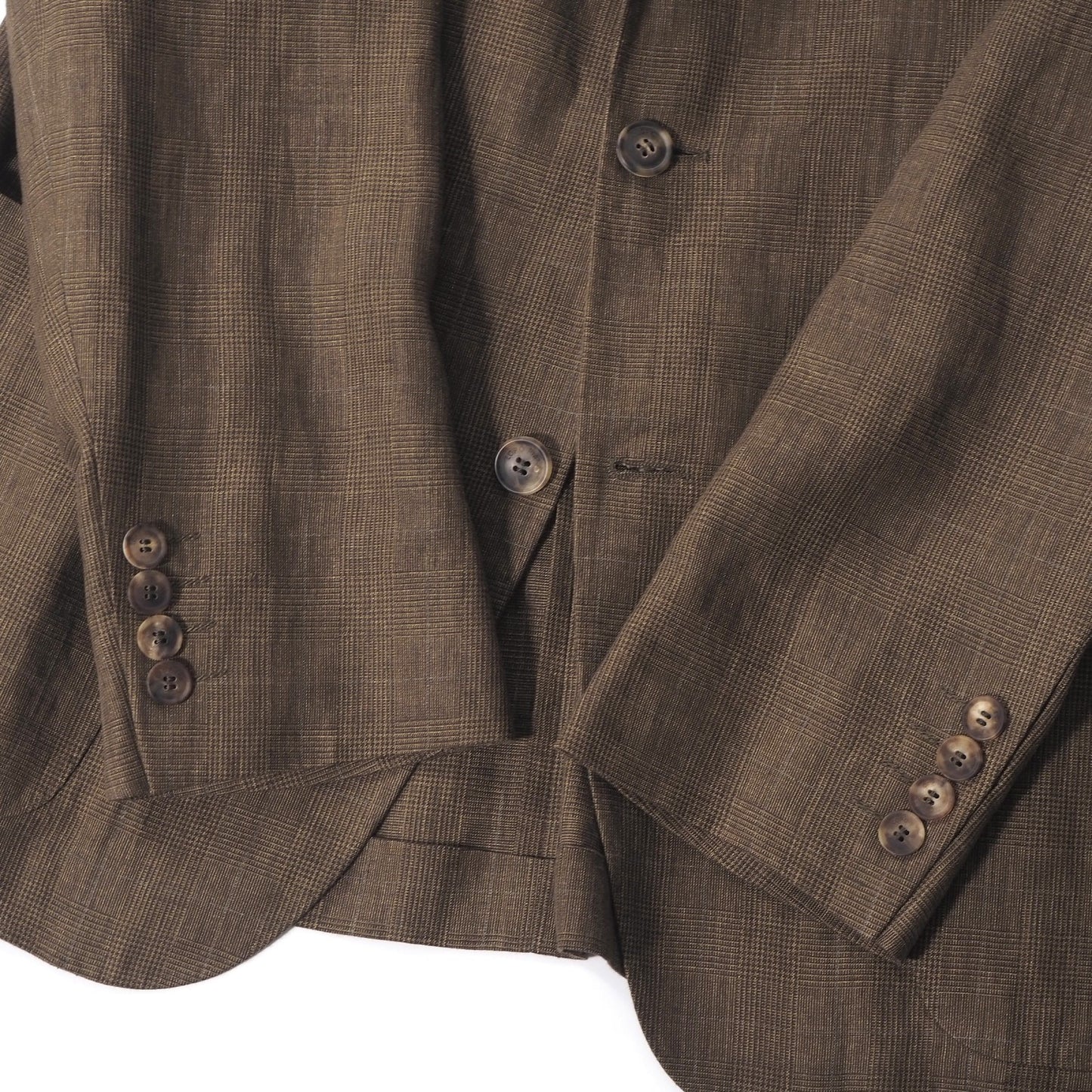 美品 ロロピアーナ Loro Piana イタリア製 リネン アンコン サマー テーラードジャケット 48 ブラウン メンズ 正規品 6-OE040