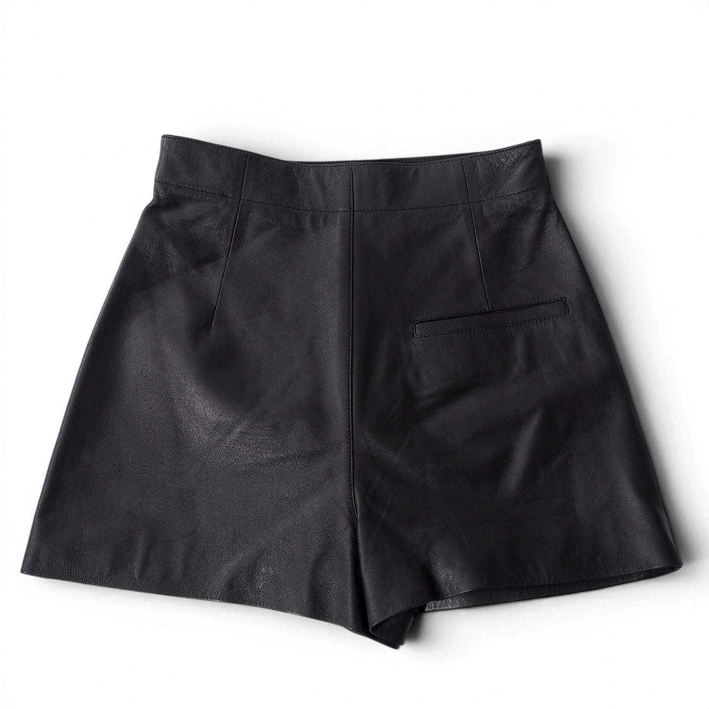 美品 クリスチャンディオール Christian Dior CD金具 ラムレザー キュロット ショートパンツ ハーフパンツ 38 ブラック レディース 正規品 6-OE041