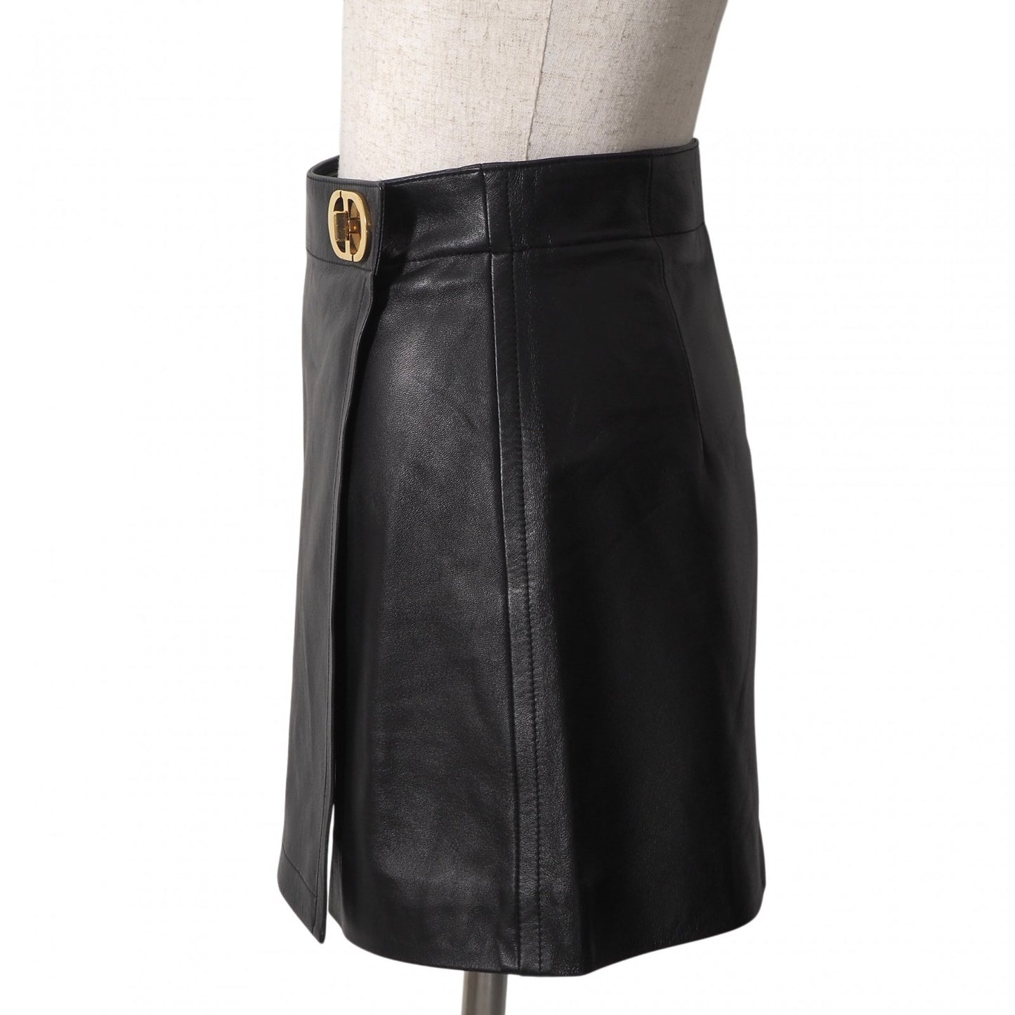 美品 クリスチャンディオール Christian Dior CD金具 ラムレザー キュロット ショートパンツ ハーフパンツ 38 ブラック レディース 正規品 6-OE041