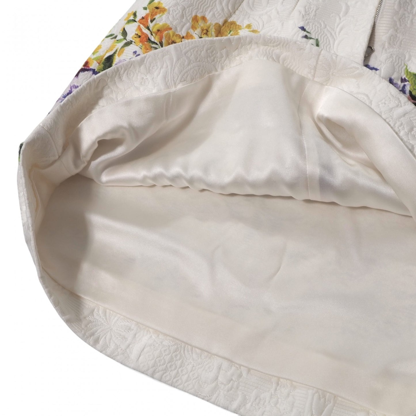 美品 ドルチェ＆ガッバーナ DOLCE＆GABBANA ジャガード 花柄 スカート 36 ホワイト レディース 正規品 6-OE044
