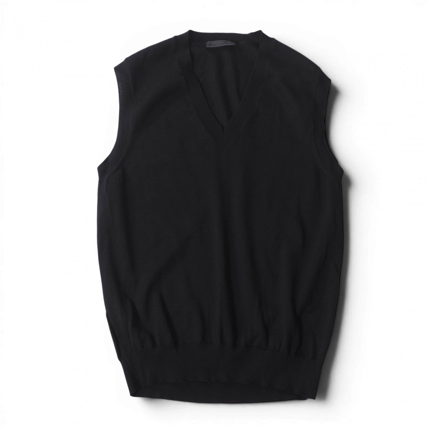 プラダ PRADA 20年製 ヴァージンウール セーター ベスト Vネック 48 ブラック メンズ 正規品 6-OE048