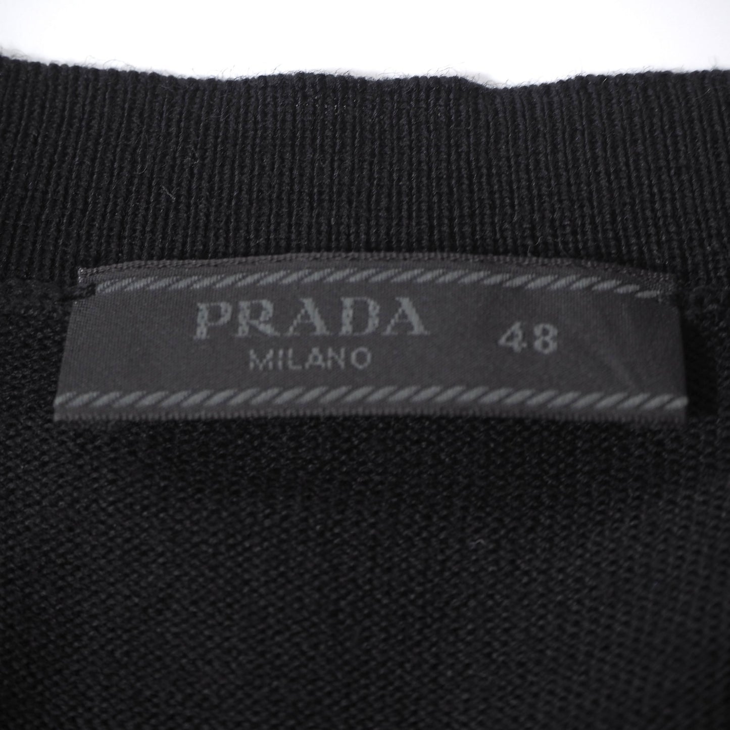 プラダ PRADA 20年製 ヴァージンウール セーター ベスト Vネック 48 ブラック メンズ 正規品 6-OE048