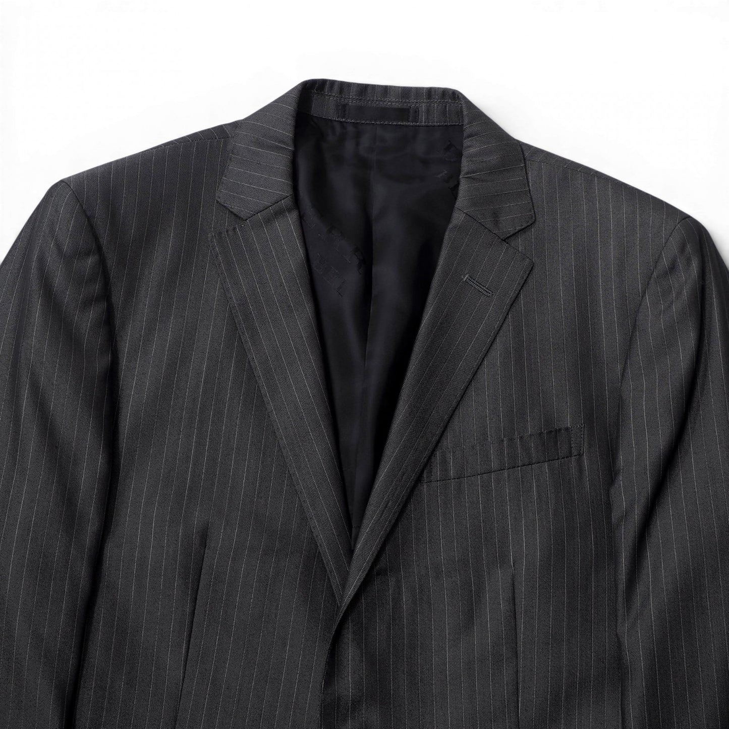 美品 バーバリー BURBERRY BLACK LABEL スーツ ジャケット パンツ S ダークグレー 光沢 メンズ 正規品 6-OE049