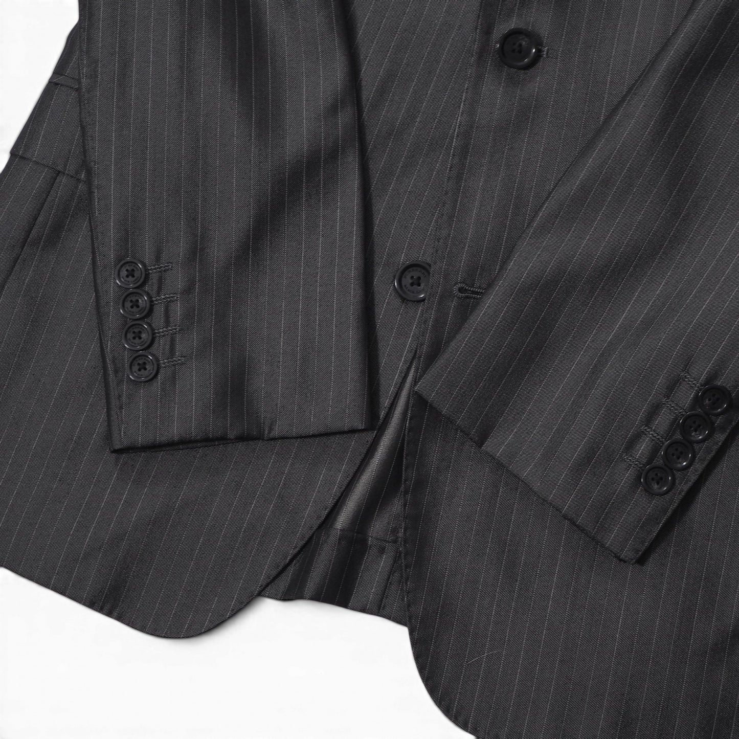 美品 バーバリー BURBERRY BLACK LABEL スーツ ジャケット パンツ S ダークグレー 光沢 メンズ 正規品 6-OE049