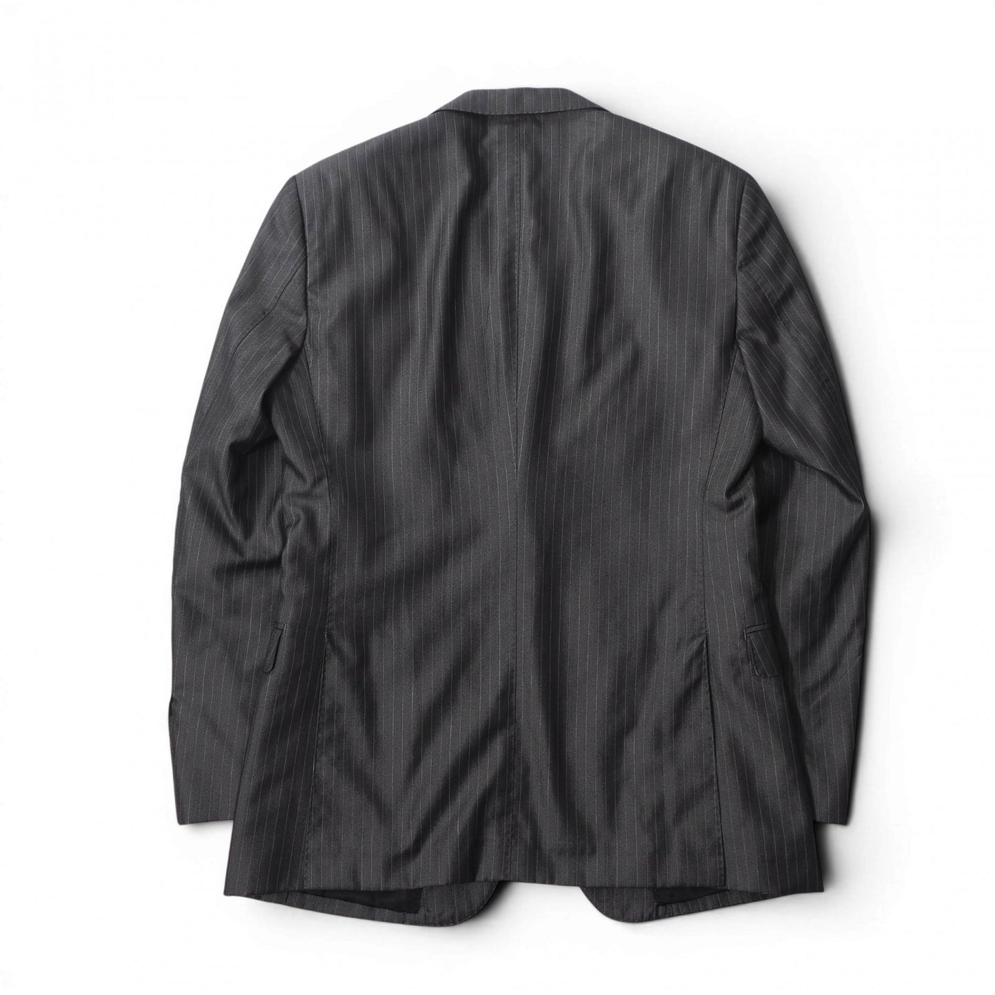 美品 バーバリー BURBERRY BLACK LABEL スーツ ジャケット パンツ S ダークグレー 光沢 メンズ 正規品 6-OE049