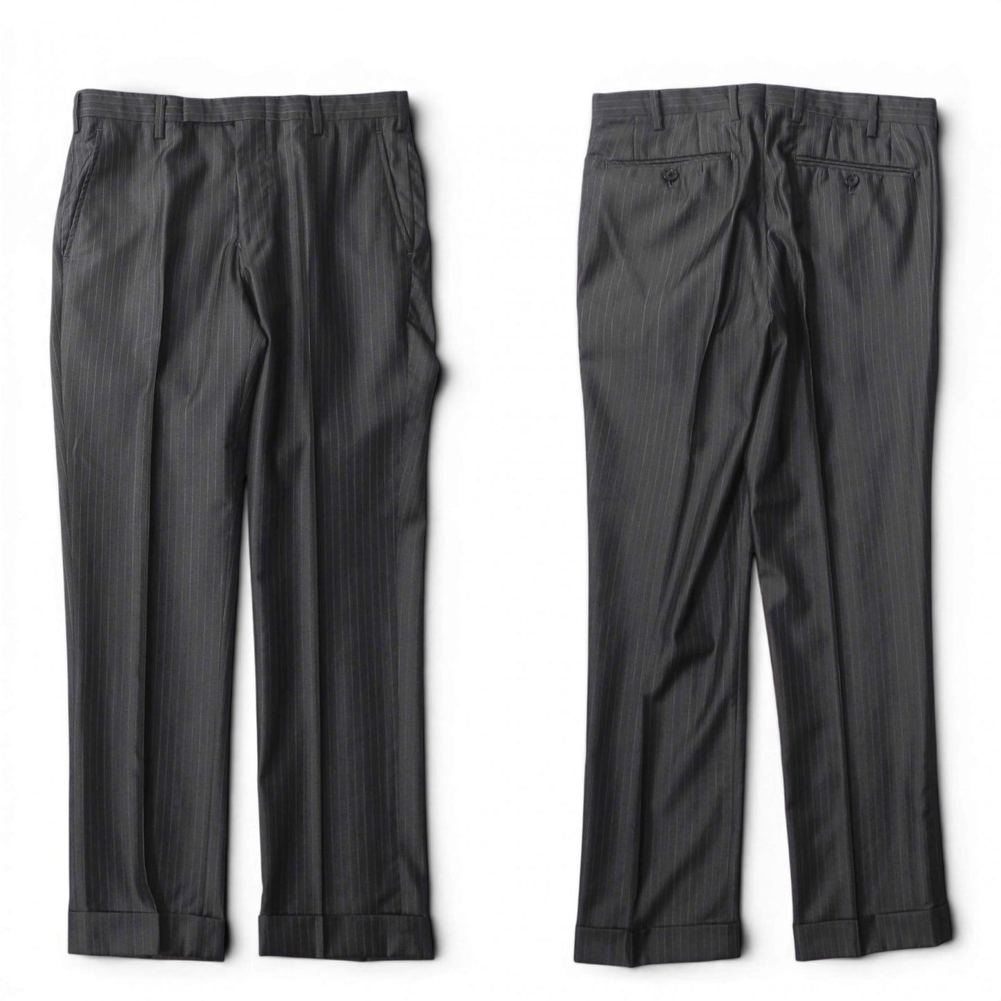 美品 バーバリー BURBERRY BLACK LABEL スーツ ジャケット パンツ S ダークグレー 光沢 メンズ 正規品 6-OE049