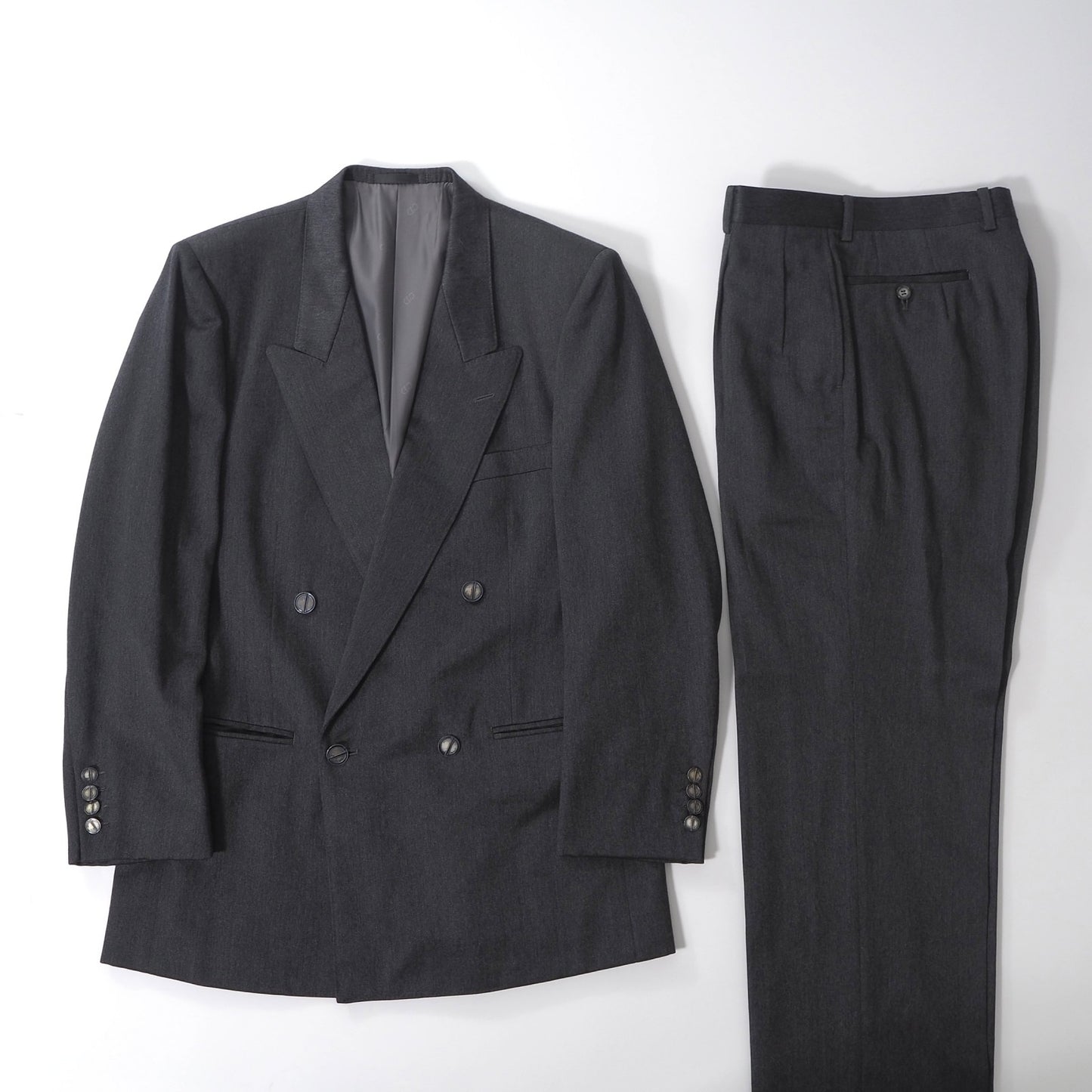 クリスチャンディオール Christian Dior MONSIEUR ヴィンテージ ダブルブレスト スーツ ジャケット パンツ 96-83-175 グレー メンズ 正規品 6-PB004