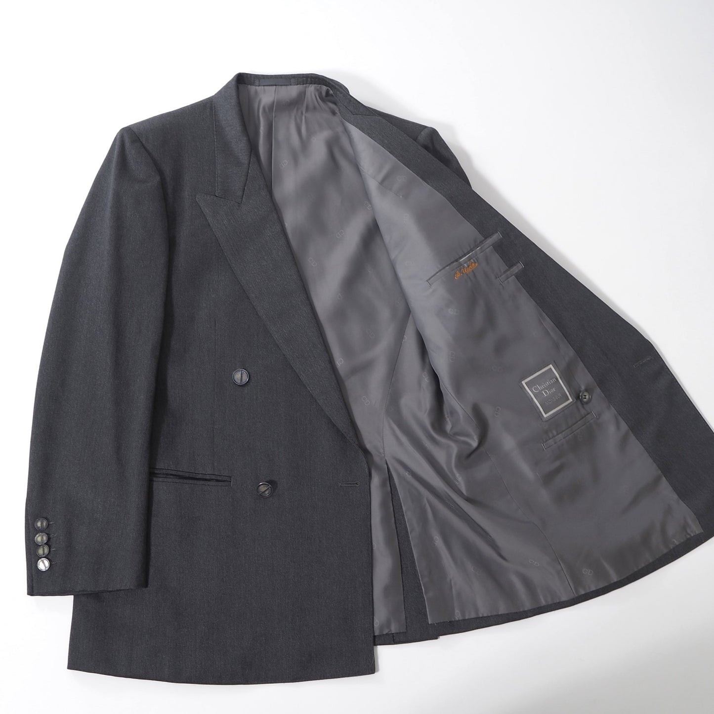 クリスチャンディオール Christian Dior MONSIEUR ヴィンテージ ダブルブレスト スーツ ジャケット パンツ 96-83-175 グレー メンズ 正規品 6-PB004