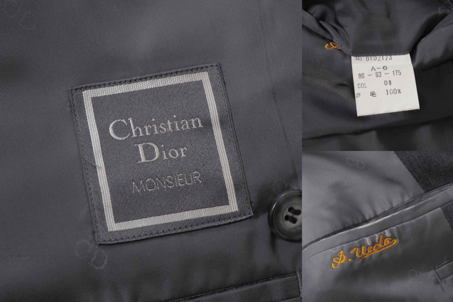 クリスチャンディオール Christian Dior MONSIEUR ヴィンテージ ダブルブレスト スーツ ジャケット パンツ 96-83-175 グレー メンズ 正規品 6-PB004