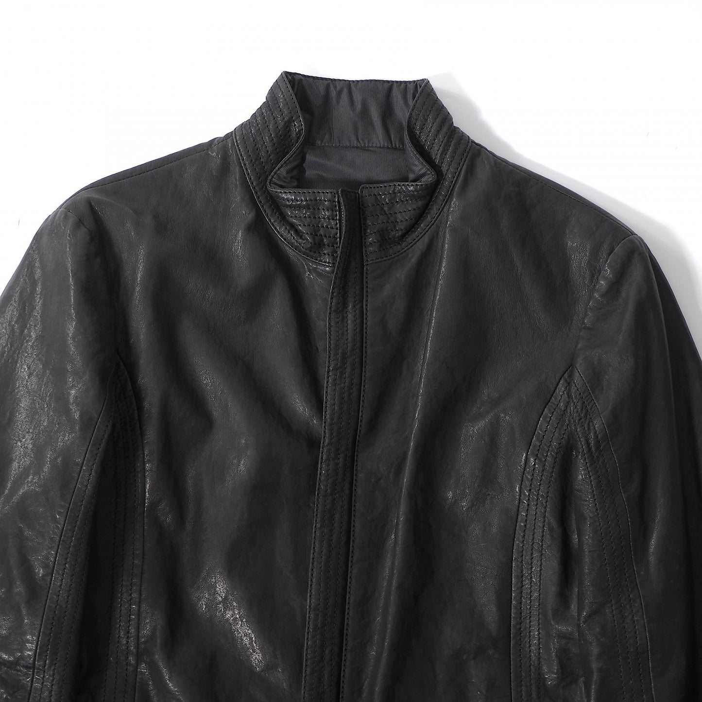 美品 アルマーニコレツィオーニ ARMANI COLLEZIONI ラムレザー ジャケット 48 ブラック メンズ 正規品 6-YA001