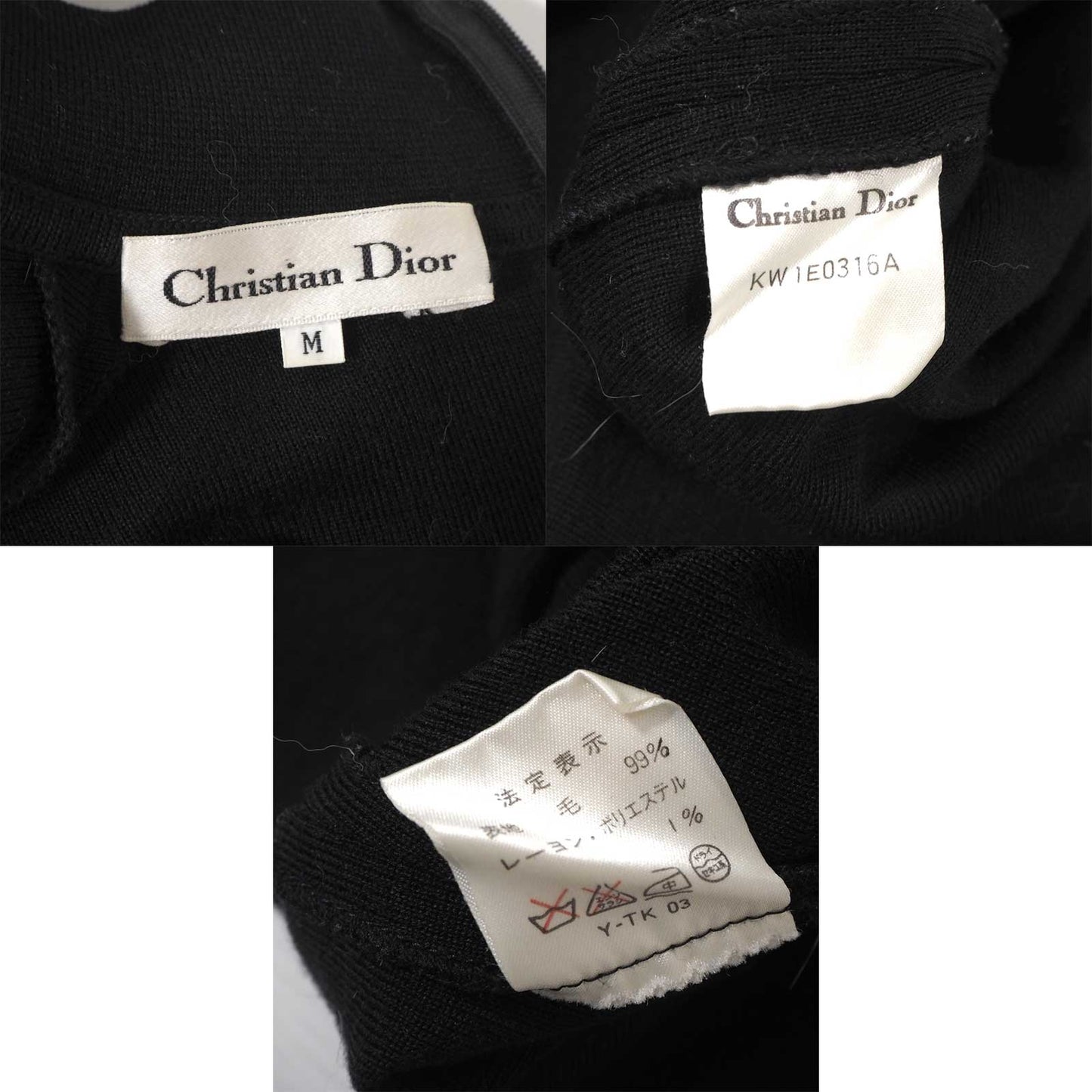 クリスチャンディオール Christian Dior ヴィンテージ ウール ニット ワンピース M ブラック レディース 正規品 6-YA004