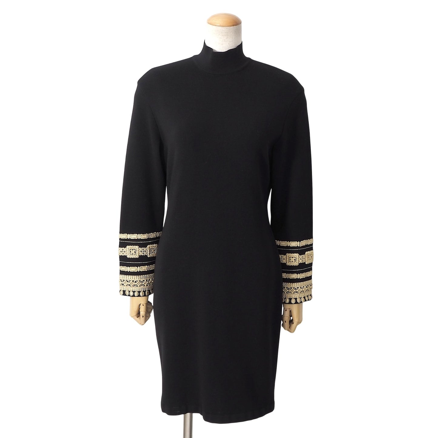 クリスチャンディオール Christian Dior ヴィンテージ ウール ニット ワンピース M ブラック レディース 正規品 6-YA004