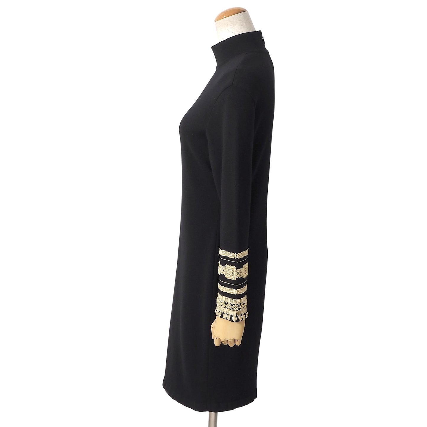 クリスチャンディオール Christian Dior ヴィンテージ ウール ニット ワンピース M ブラック レディース 正規品 6-YA004