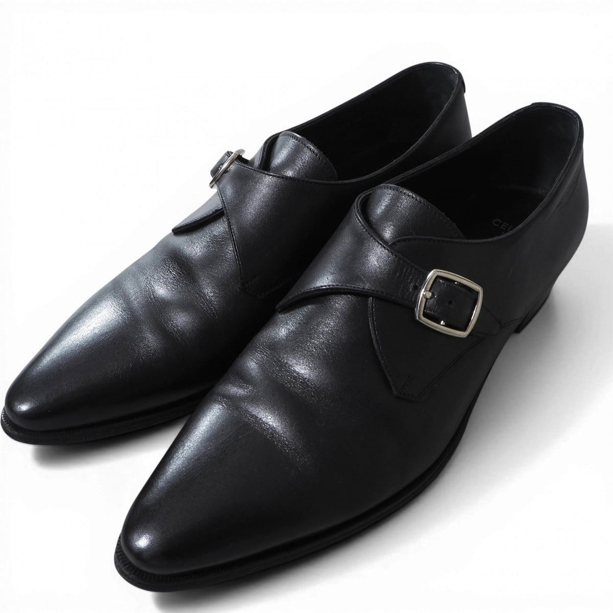セリーヌ CELINE ジャクノ JACNO ポインテッドトゥ レザーシューズ ブラック 靴 42 メンズ 6-YA006