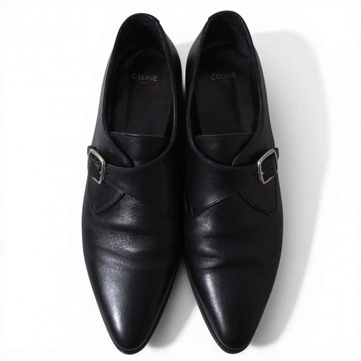 セリーヌ CELINE ジャクノ JACNO ポインテッドトゥ レザーシューズ ブラック 靴 42 メンズ 6-YA006