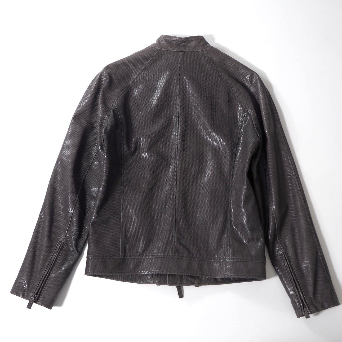 ジョルジオアルマーニ GIORGIO ARMANI イタリア製 カウレザー シングルライダース ジャケット 46 ダークグレー メンズ 正規品 6-YA008