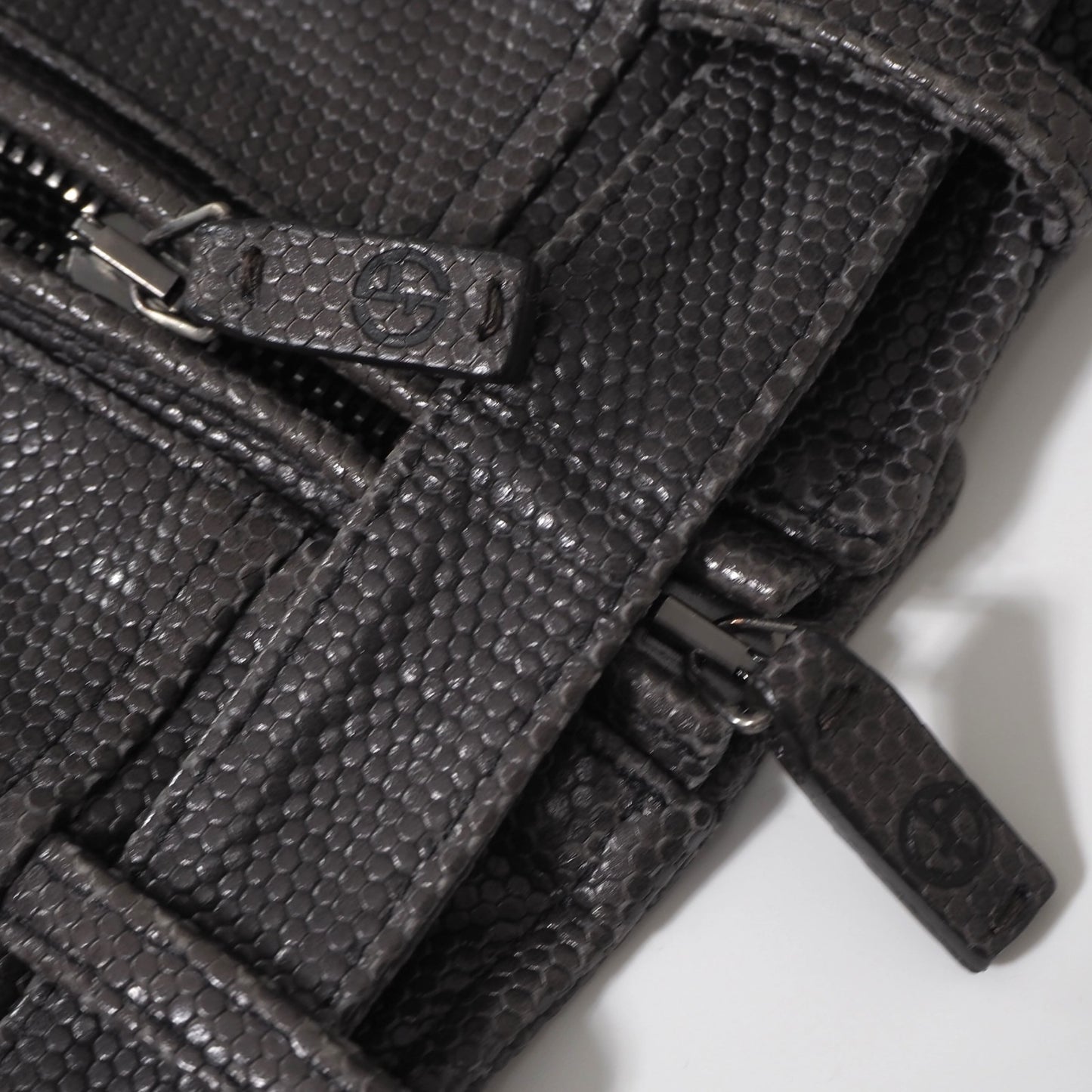 ジョルジオアルマーニ GIORGIO ARMANI イタリア製 カウレザー シングルライダース ジャケット 46 ダークグレー メンズ 正規品 6-YA008