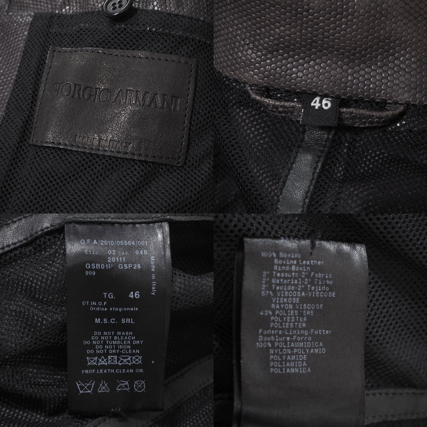 ジョルジオアルマーニ GIORGIO ARMANI イタリア製 カウレザー シングルライダース ジャケット 46 ダークグレー メンズ 正規品 6-YA008