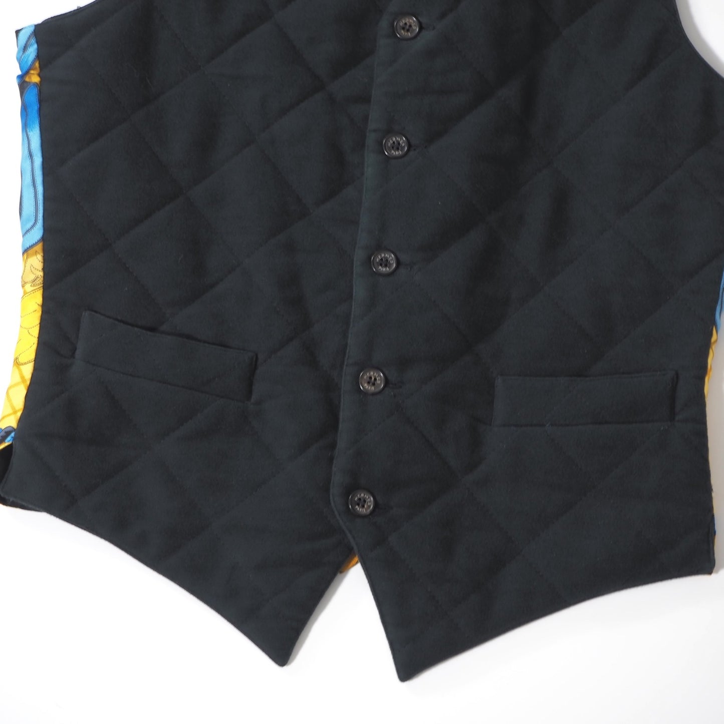 エルメス HERMES ヴィンテージ コットン シルク ベスト ジレ 46 ダークネイビー メンズ 正規品 6-YA011