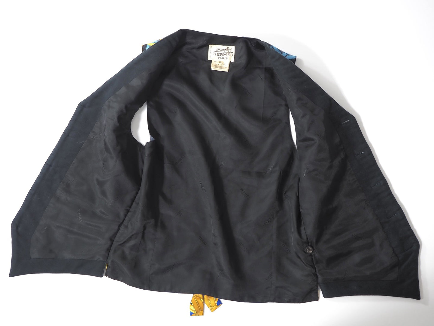 エルメス HERMES ヴィンテージ コットン シルク ベスト ジレ 46 ダークネイビー メンズ 正規品 6-YA011