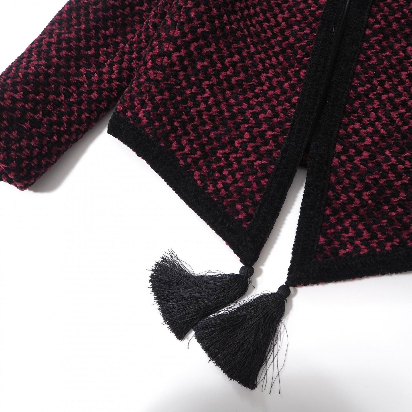 美品 クリスチャンディオール Christian Dior ヴィンテージ ジャケット タッセル 9 ルビーレッド ブラック レディース 正規品 6-YA015