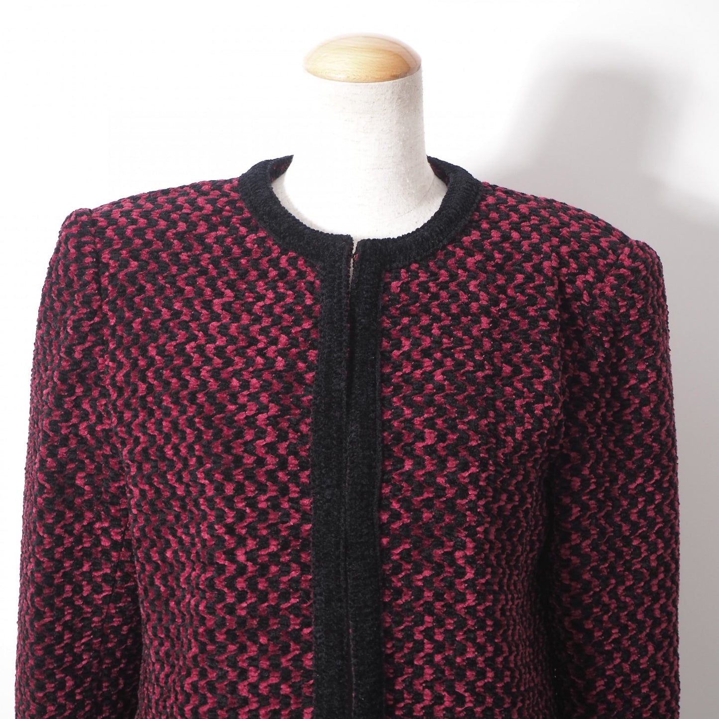 美品 クリスチャンディオール Christian Dior ヴィンテージ ジャケット タッセル 9 ルビーレッド ブラック レディース 正規品 6-YA015