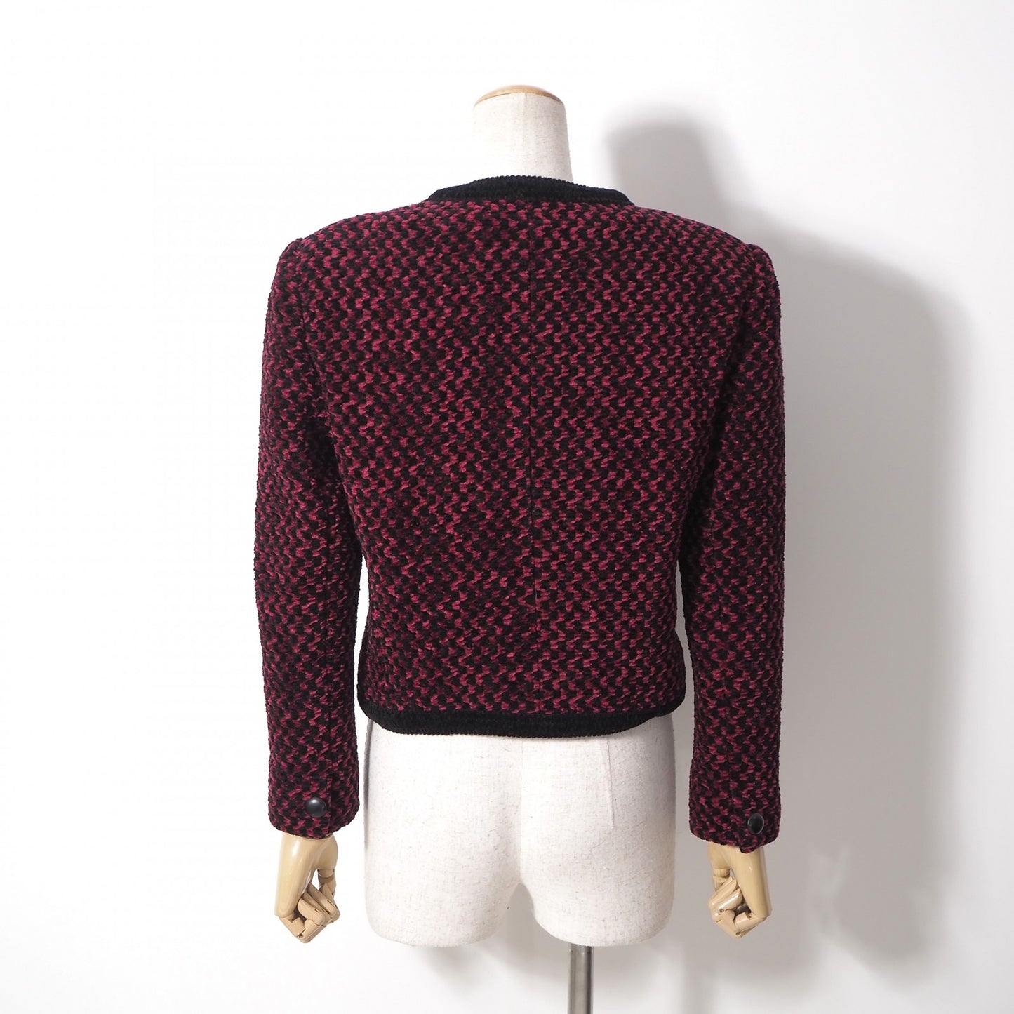 美品 クリスチャンディオール Christian Dior ヴィンテージ ジャケット タッセル 9 ルビーレッド ブラック レディース 正規品 6-YA015