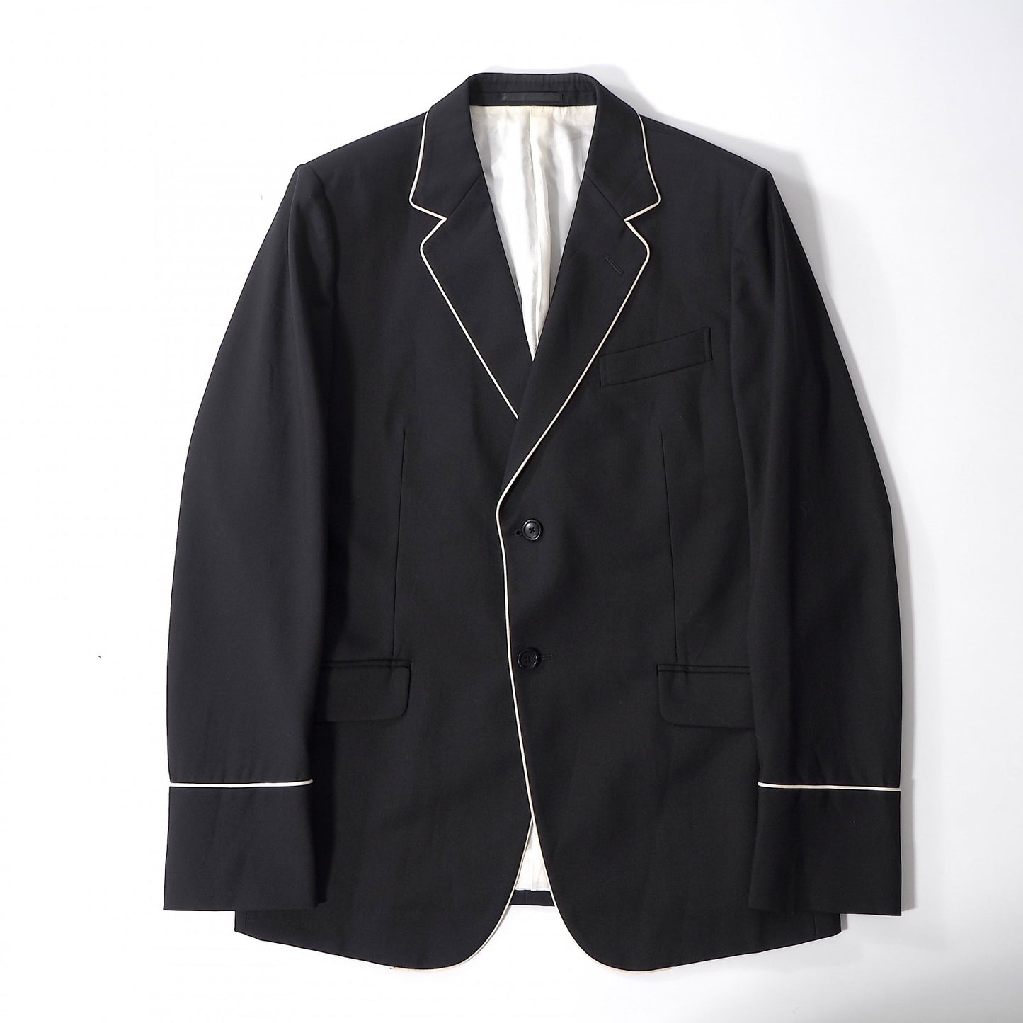 グッチ GUCCI パイピング スーツ ジャケット パンツ 52/48 48相当 ブラック メンズ 正規品 6-YA016