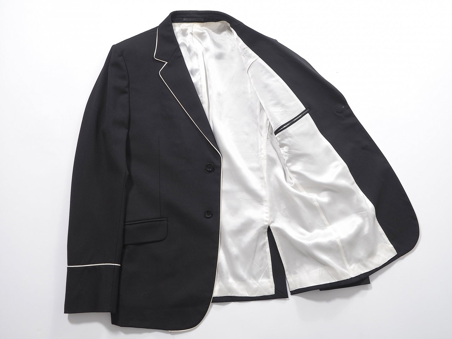 グッチ GUCCI パイピング スーツ ジャケット パンツ 52/48 48相当 ブラック メンズ 正規品 6-YA016
