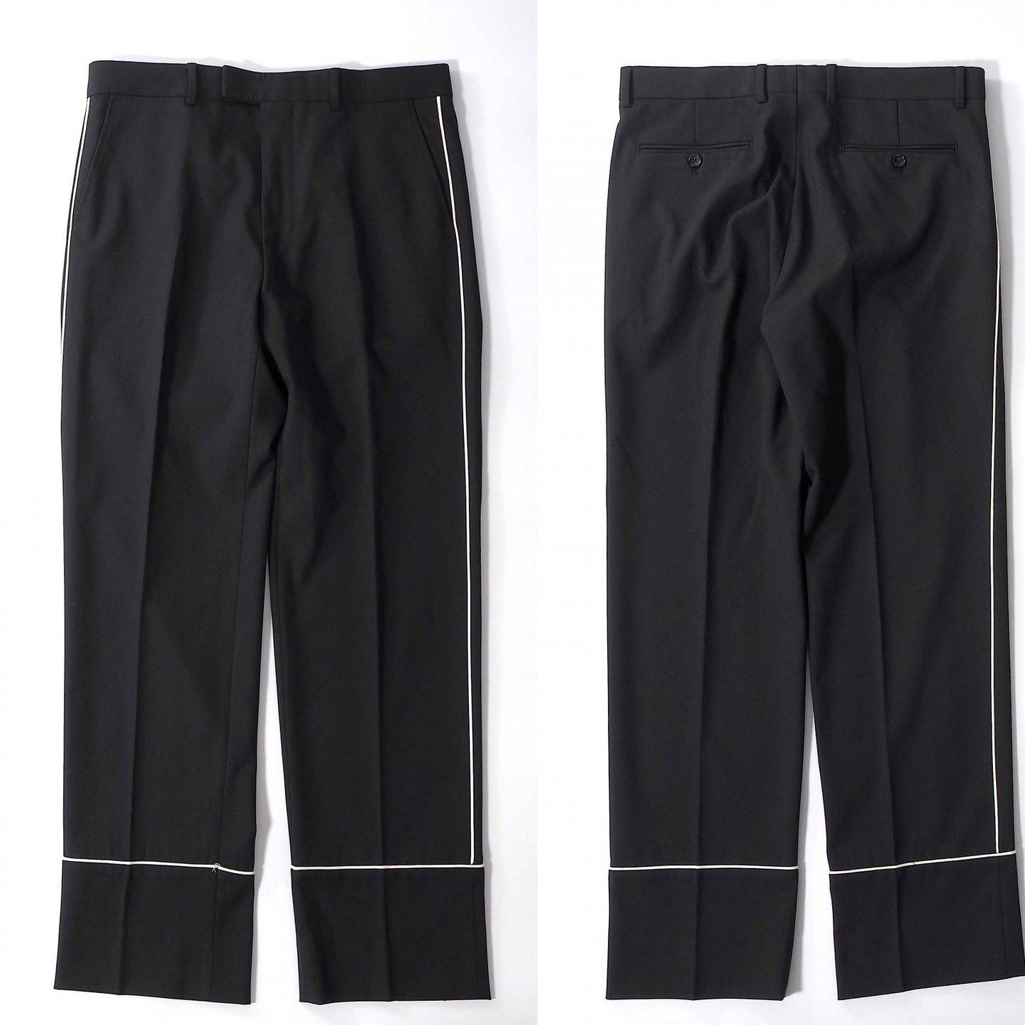 グッチ GUCCI パイピング スーツ ジャケット パンツ 52/48 48相当 ブラック メンズ 正規品 6-YA016