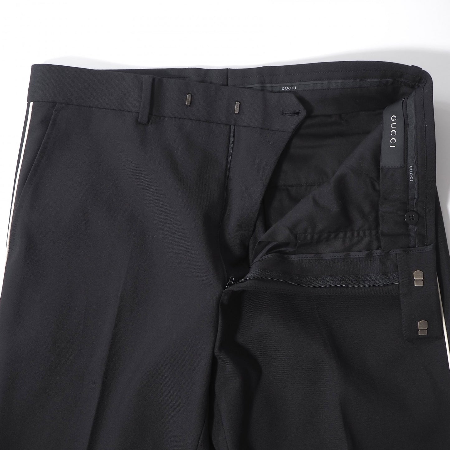 グッチ GUCCI パイピング スーツ ジャケット パンツ 52/48 48相当 ブラック メンズ 正規品 6-YA016