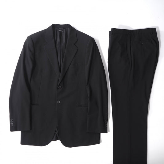ジョルジオアルマーニ GIORGIO ARMANI イタリア製 ストレッチ スーツ ジャケット パンツ 52 ブラック メンズ 正規品 6-YA017