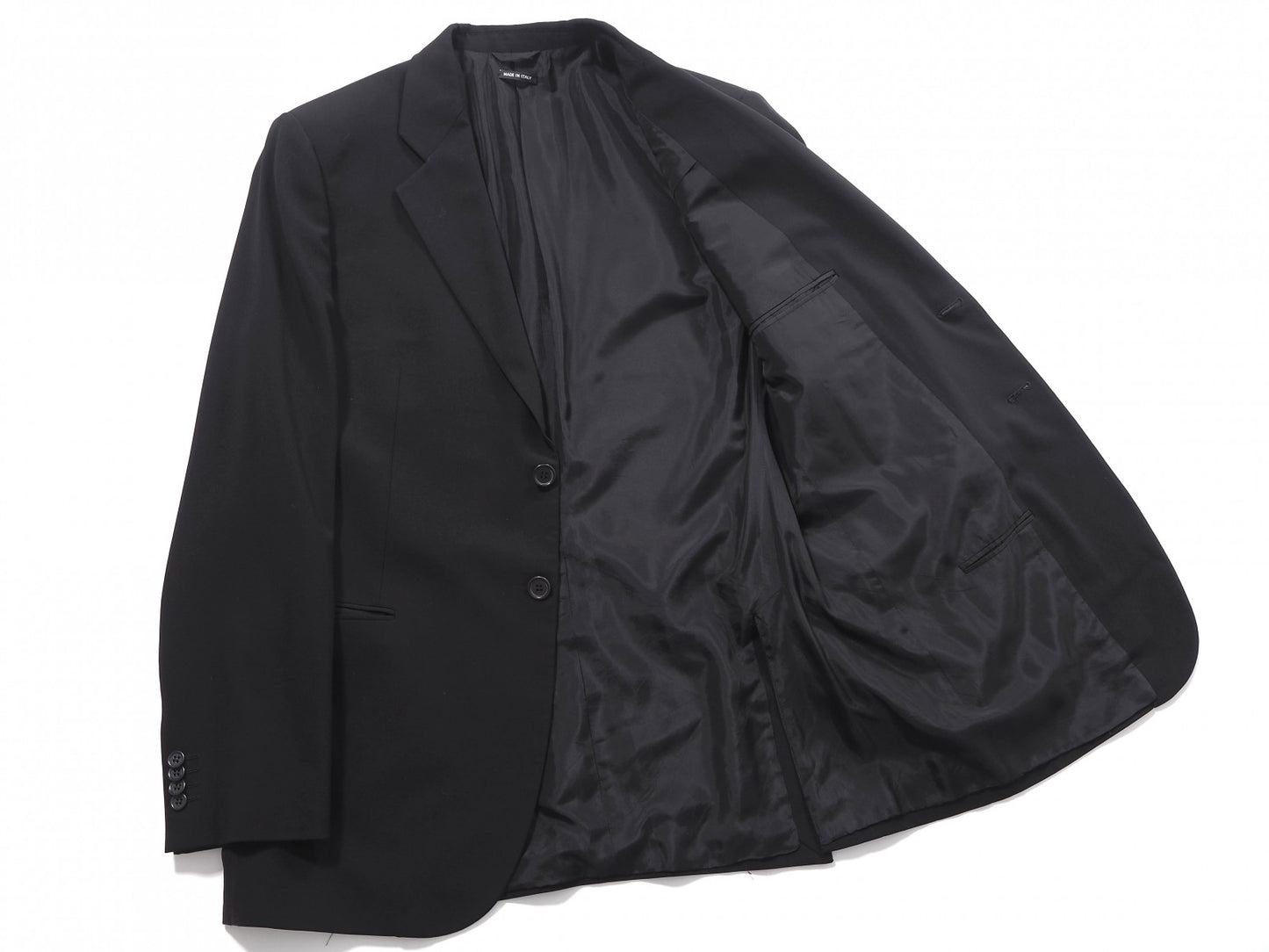 ジョルジオアルマーニ GIORGIO ARMANI イタリア製 ストレッチ スーツ ジャケット パンツ 52 ブラック メンズ 正規品 6-YA017