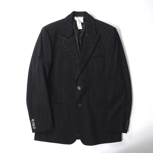 美品 ジャンニヴェルサーチ GIANNI VERSACE ヴィンテージ ウール 装飾 ジャケット 48 ブラック メンズ 正規品 6-YA022