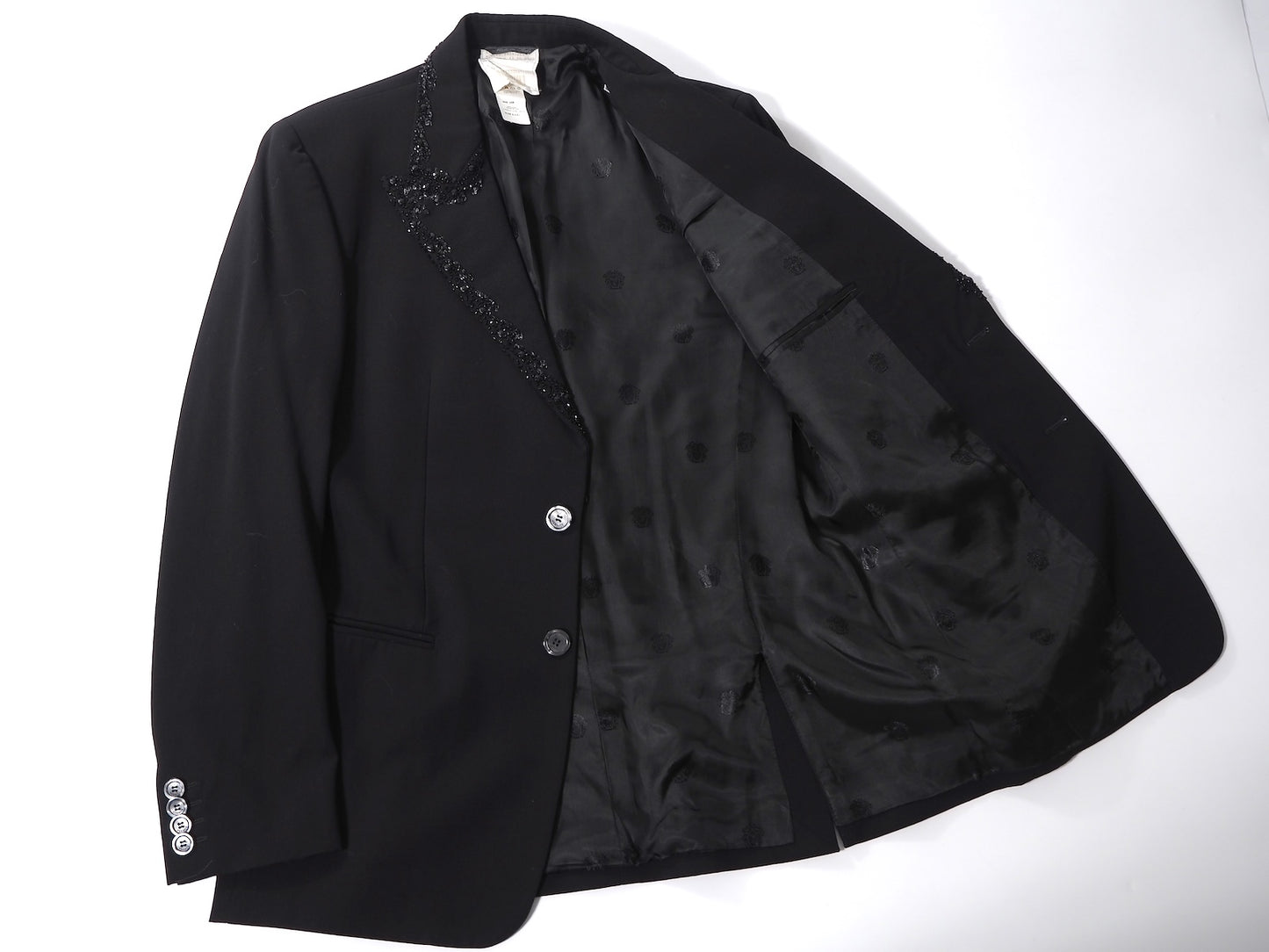 美品 ジャンニヴェルサーチ GIANNI VERSACE ヴィンテージ ウール 装飾 ジャケット 48 ブラック メンズ 正規品 6-YA022