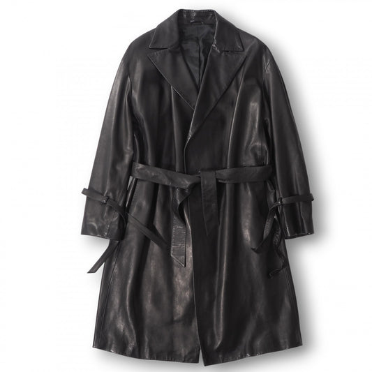 グッチ GUCCI トムフォード期 レザー トレンチコート 46 ブラック メンズ 正規品 6-YA025