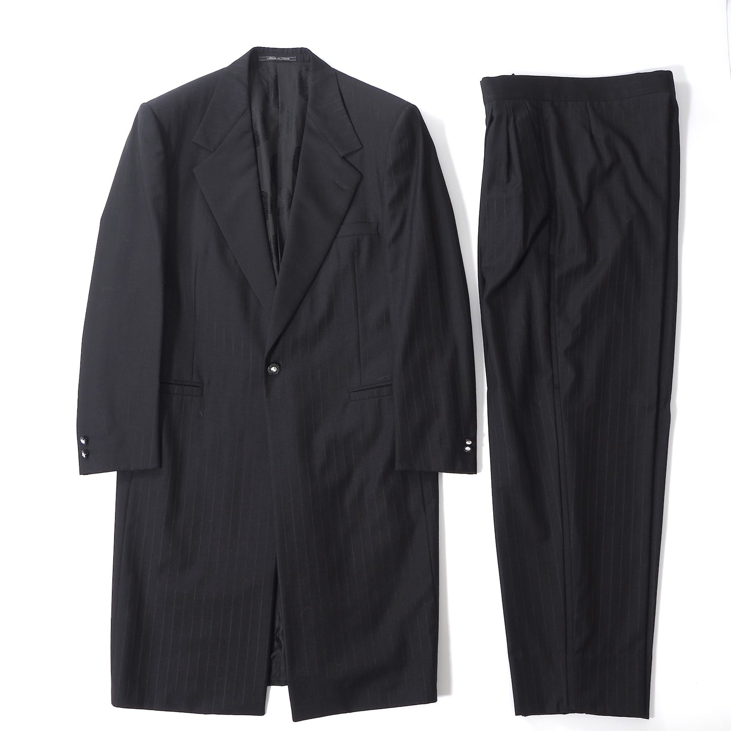 ジャンニヴェルサーチ GIANNI VERSACE ヴィンテージ ウール スーツ ロングジャケット パンツ 48 ブラック メンズ 正規品 6-YB027