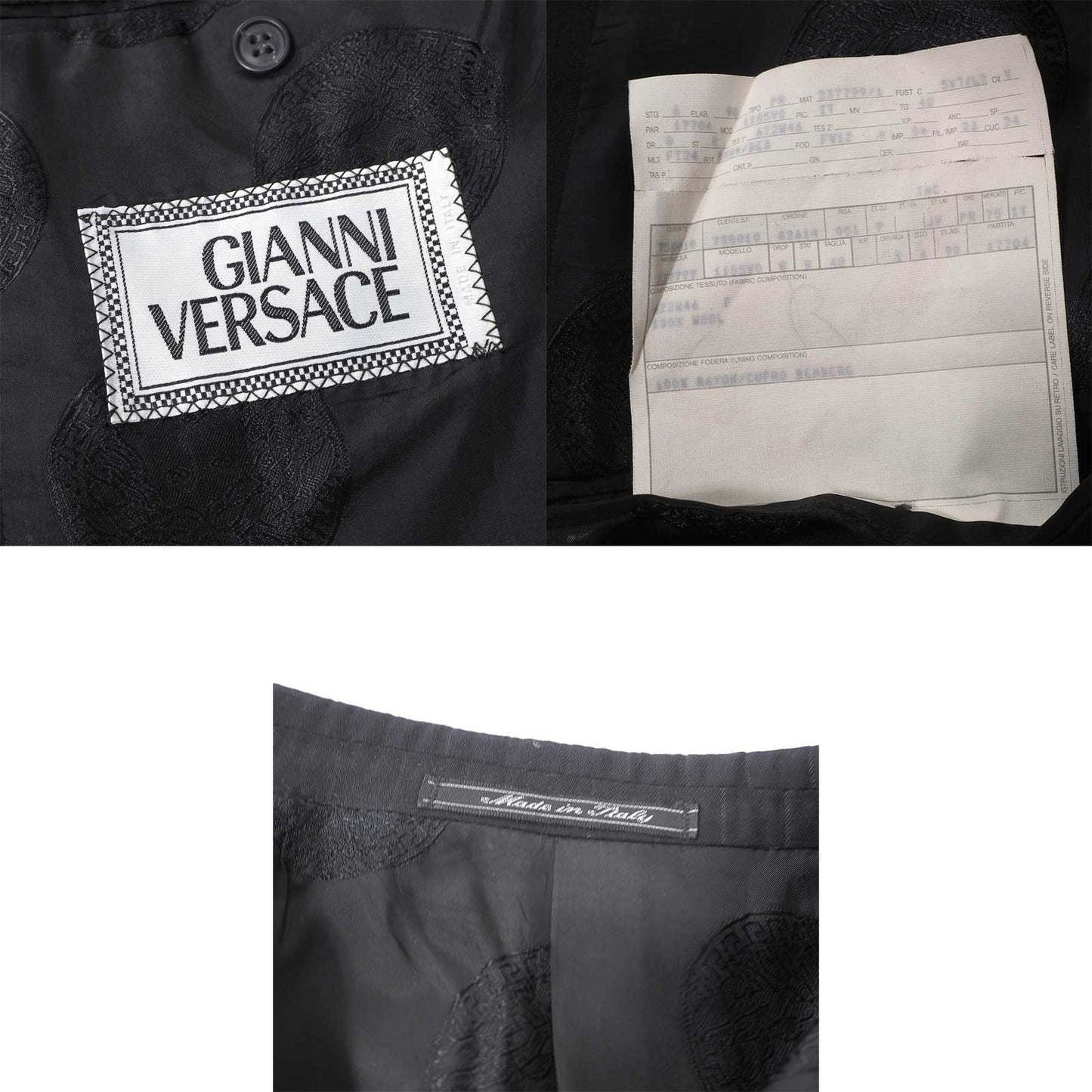 ジャンニヴェルサーチ GIANNI VERSACE ヴィンテージ ウール スーツ ロングジャケット パンツ 48 ブラック メンズ 正規品 6-YB027