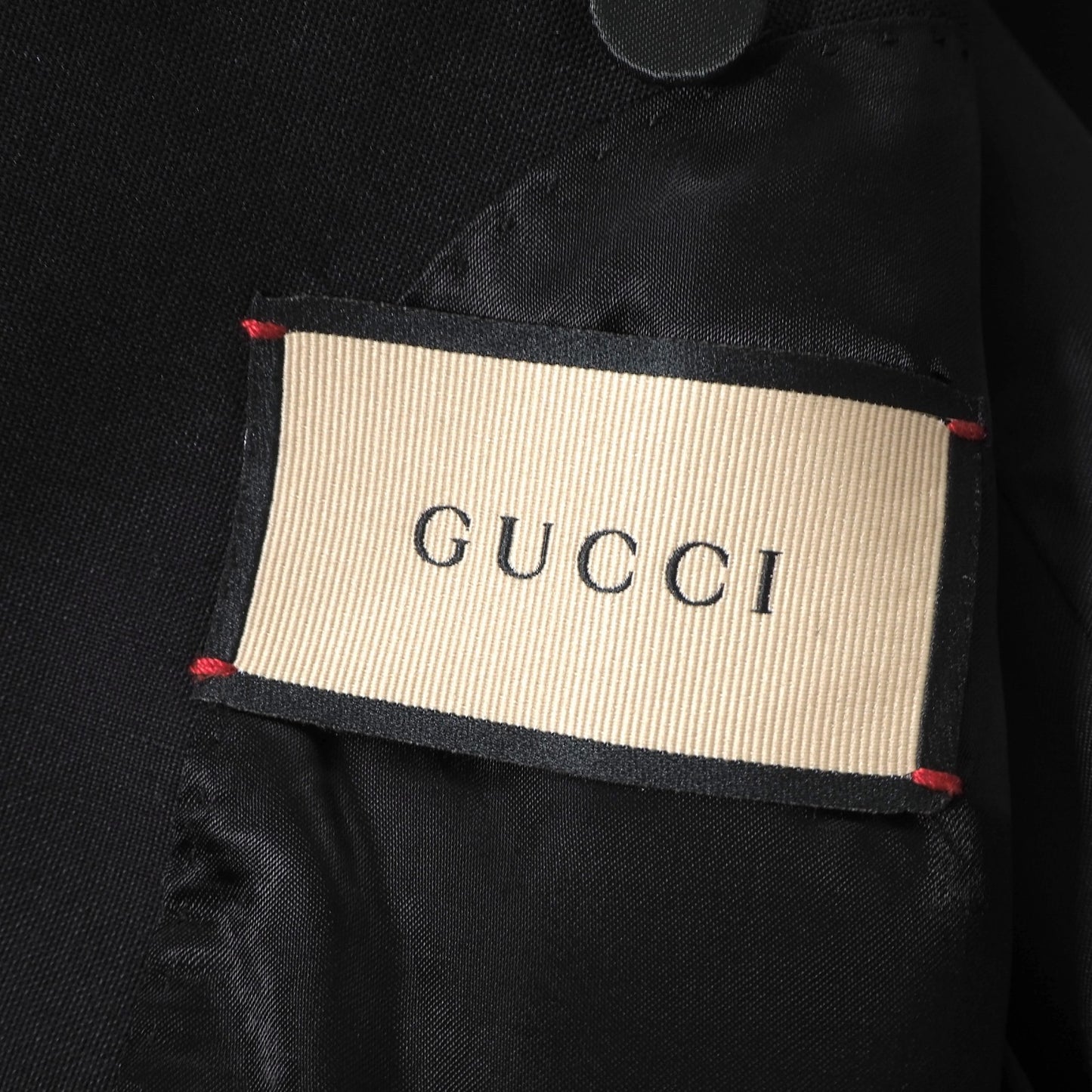 美品 グッチ GUCCI 金ボタン ピークドラペル ジャケット ブレザー 44 ブラック メンズ 正規品 6-YB028