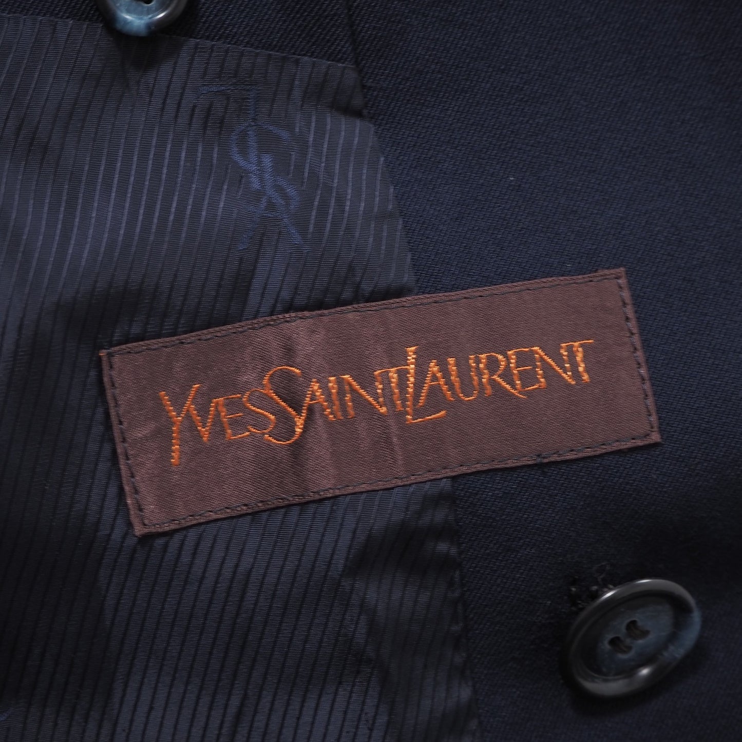 美品 イヴ・サンローラン Yves Saint Laurent ヴィンテージ トレンチコート M ネイビー メンズ 正規品 6-YB029