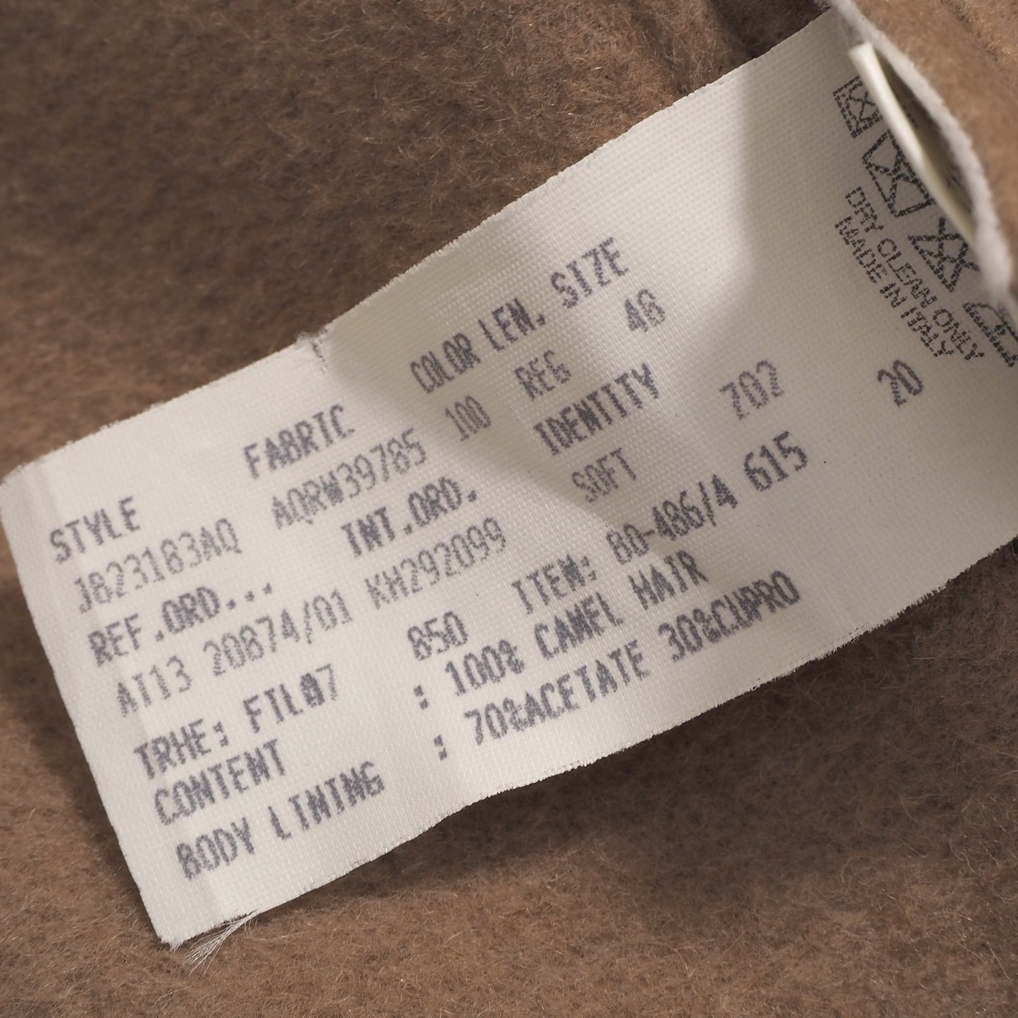 良品 ラルディーニ LARDINI イタリア製 ピュアキャメル ダブルブレスト チェスターコート 48 ベージュ ブートニエール付 メンズ 正規品 6-YB032