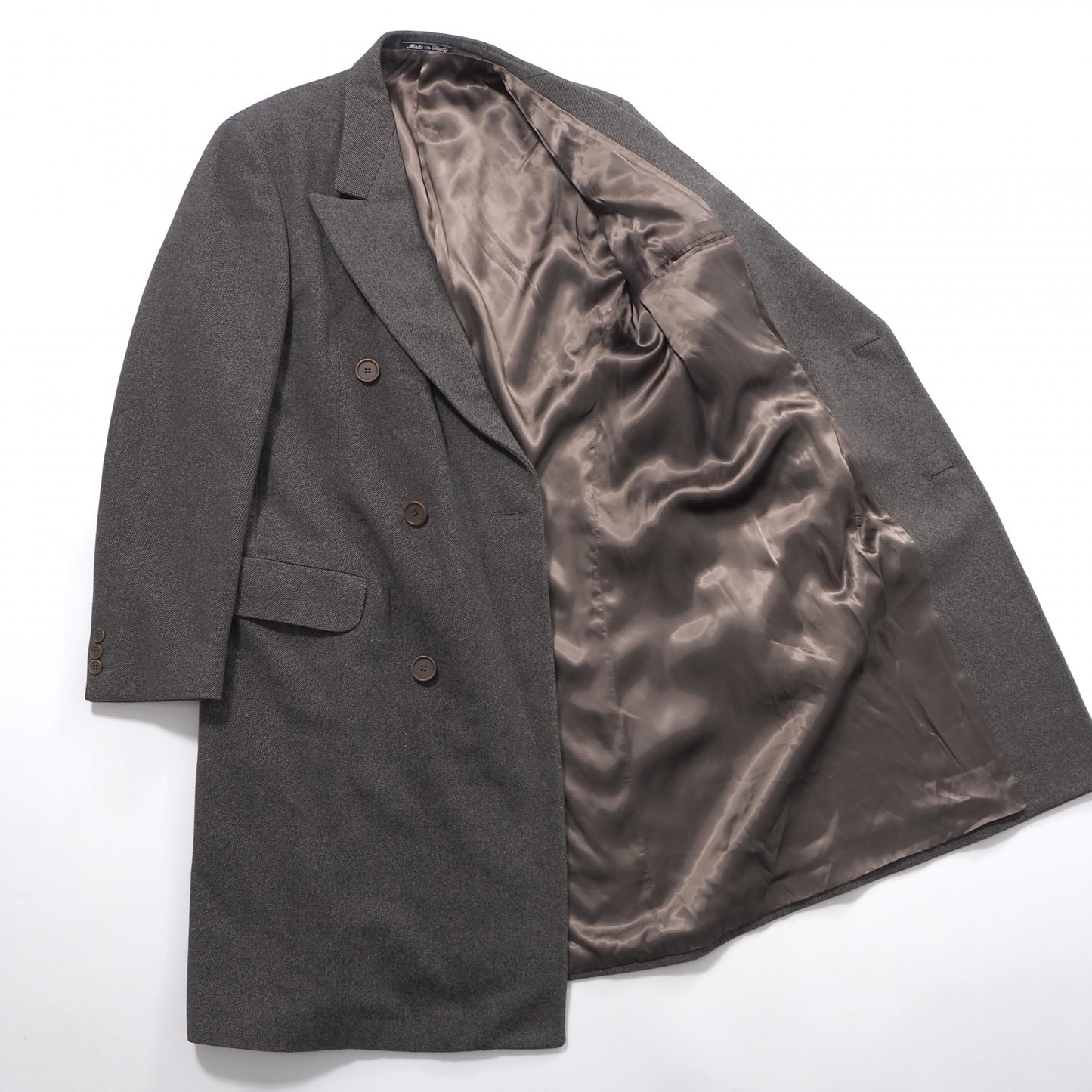 美品 ジョルジオアルマーニ GIORGIO ARMANI ヴィンテージ ダブルブレスト コート 50 グレー メンズ 正規品 6-YB033