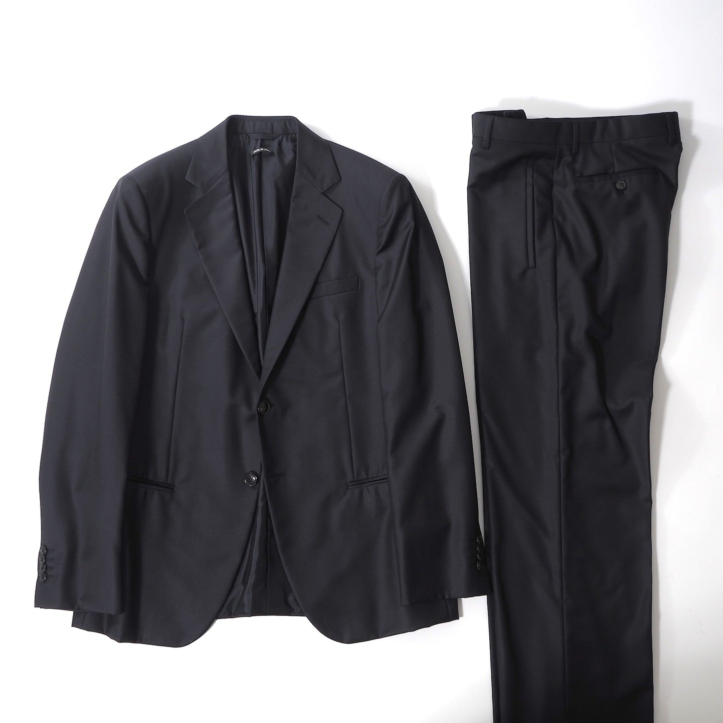 美品 ジョルジオアルマーニ GIORGIO ARMANI ヴァージンウール カシミヤ スーツ ジャケット パンツ 52 ダークネイビー メンズ 正規品 6-YB034