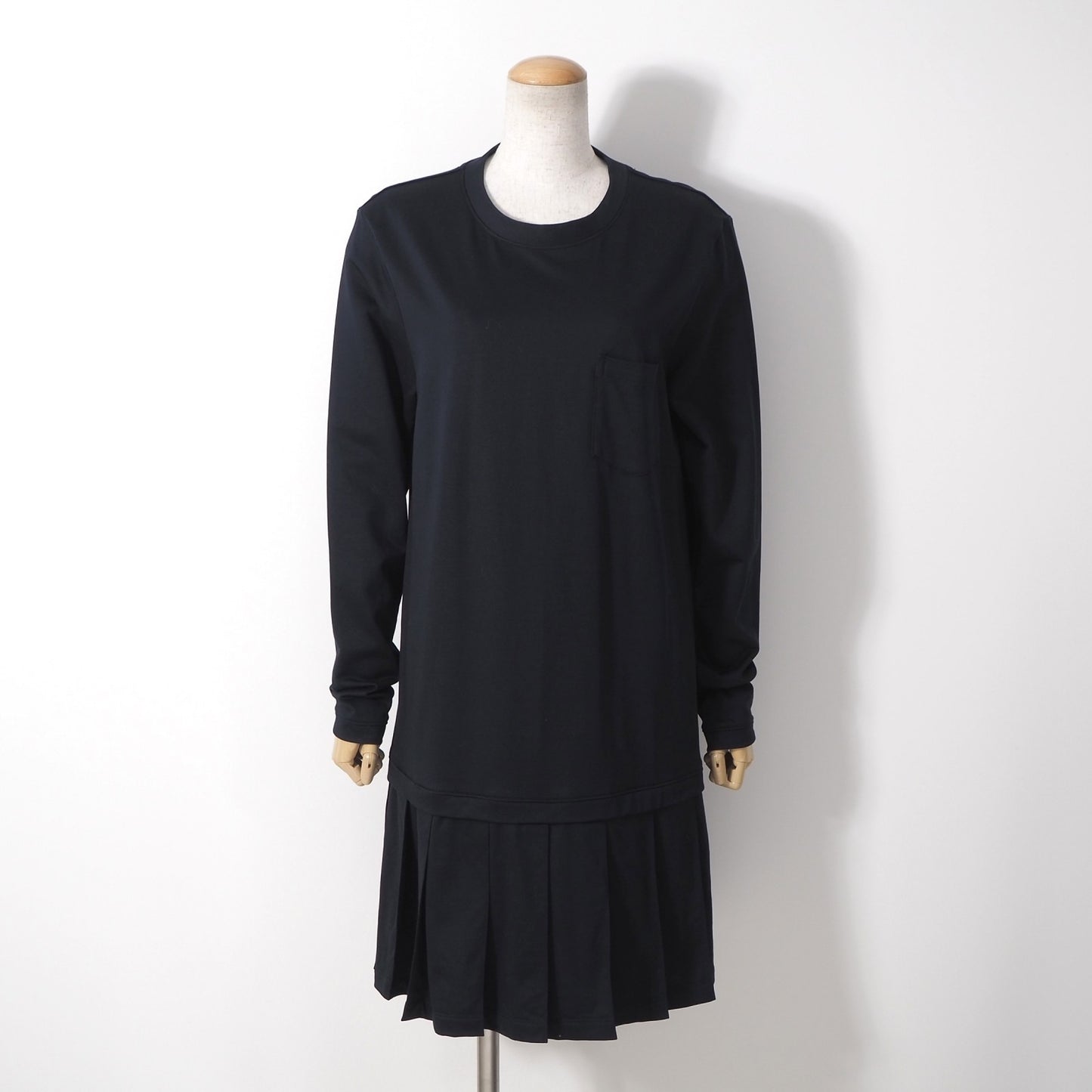 美品 トムブラウン THOM BROWNE 長袖 ワンピース 44 ダークネイビー レディース 正規品 6-YB036