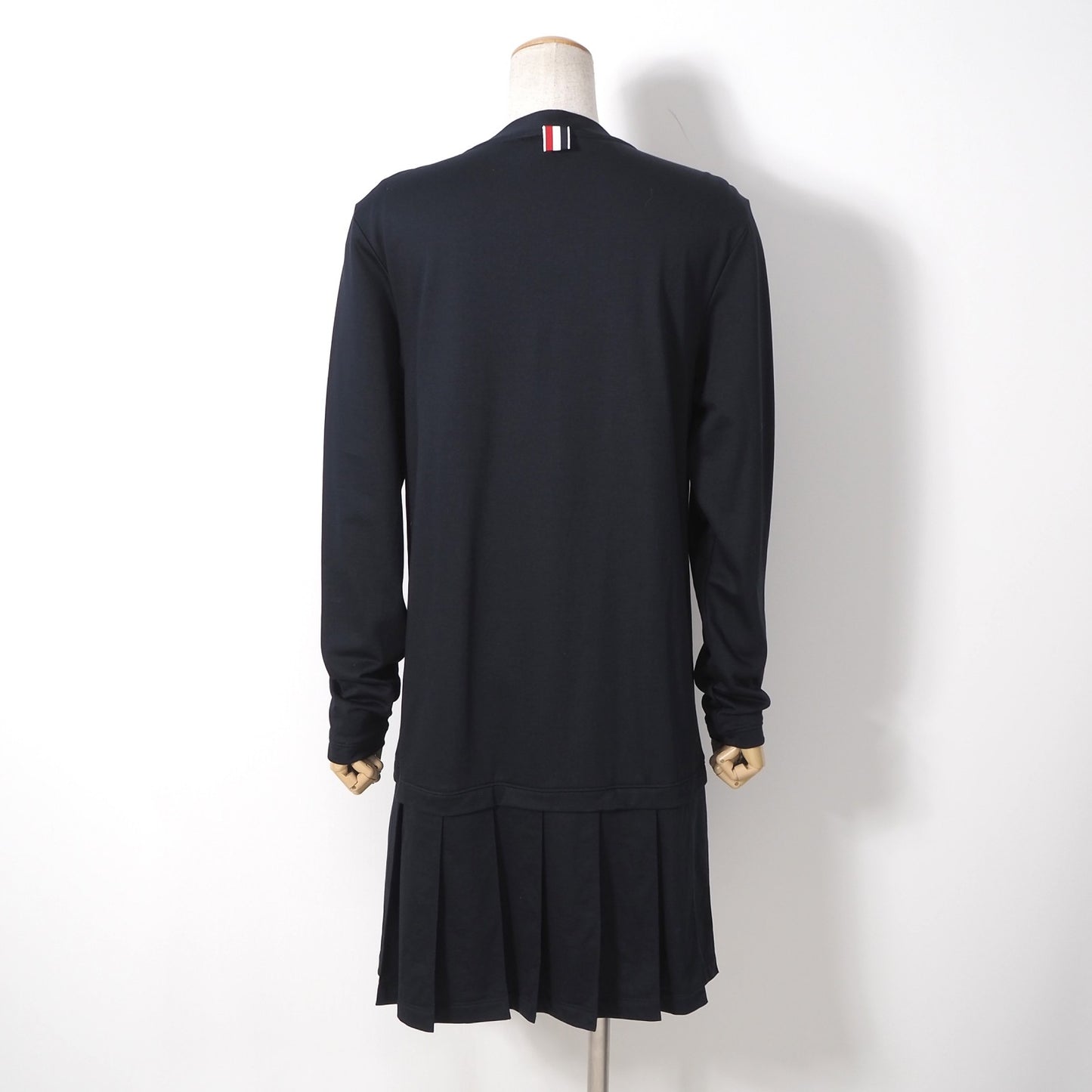 美品 トムブラウン THOM BROWNE 長袖 ワンピース 44 ダークネイビー レディース 正規品 6-YB036