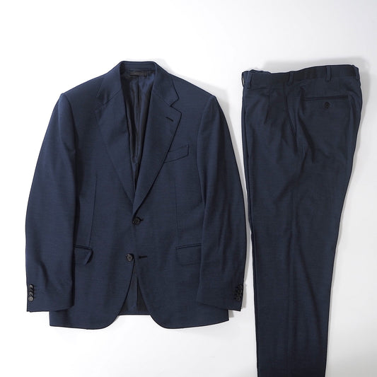 美品 ブリオーニ Brioni イタリア製 ウール ストレッチ スーツ ジャケット パンツ 50 ネイビー メンズ 正規品 6-YB044